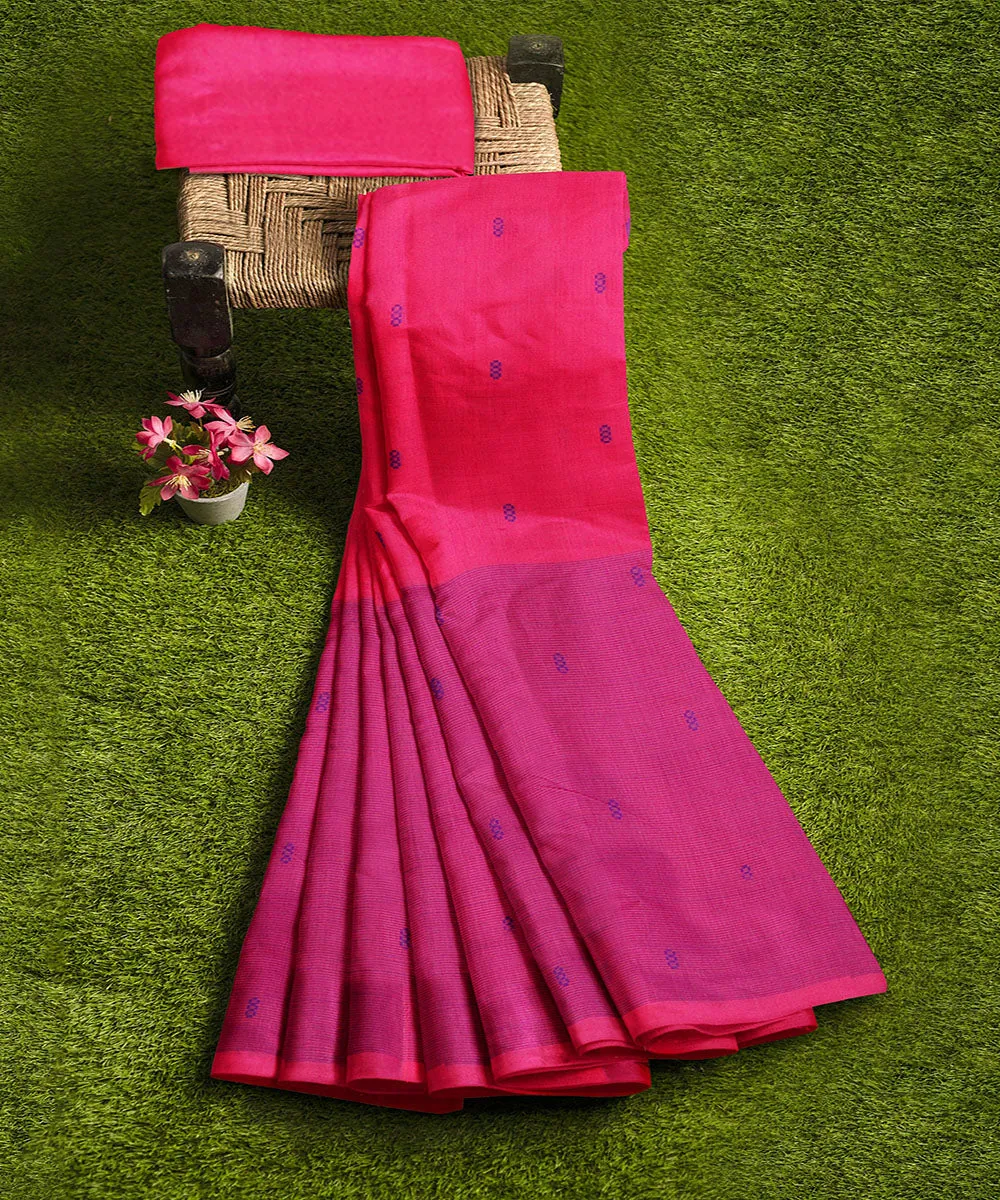 Pink butta handwoven rajahmundry cotton saree