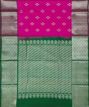 Pink dark green venkatagiri handloom silk saree