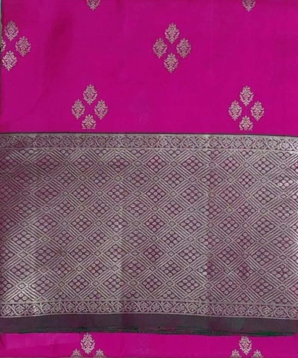 Pink dark green venkatagiri handloom silk saree