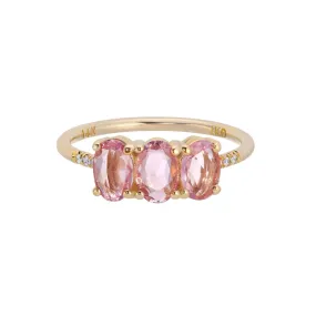 Pink Sapphire Olive Equilibrium Ring