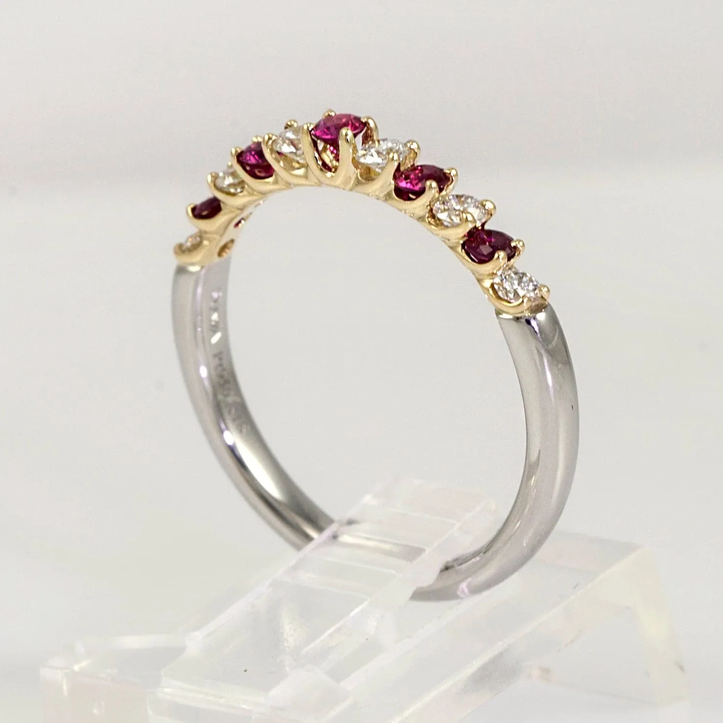 Platinum and Yellow Gold 0.22ctw Diamond and 0.22ctw Ruby Ring