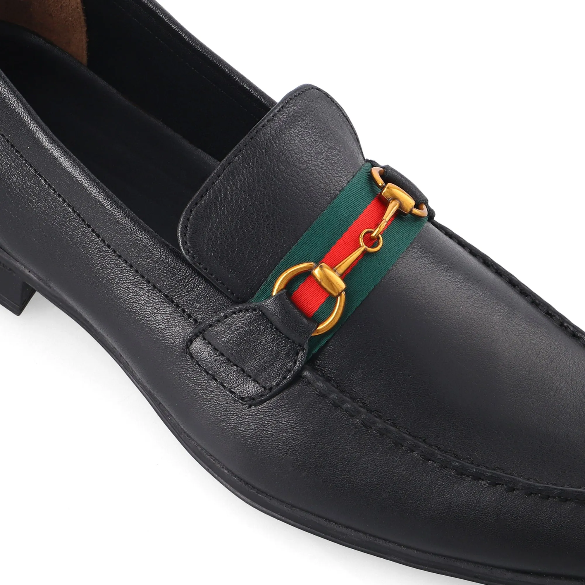 Premium black strapped loafer