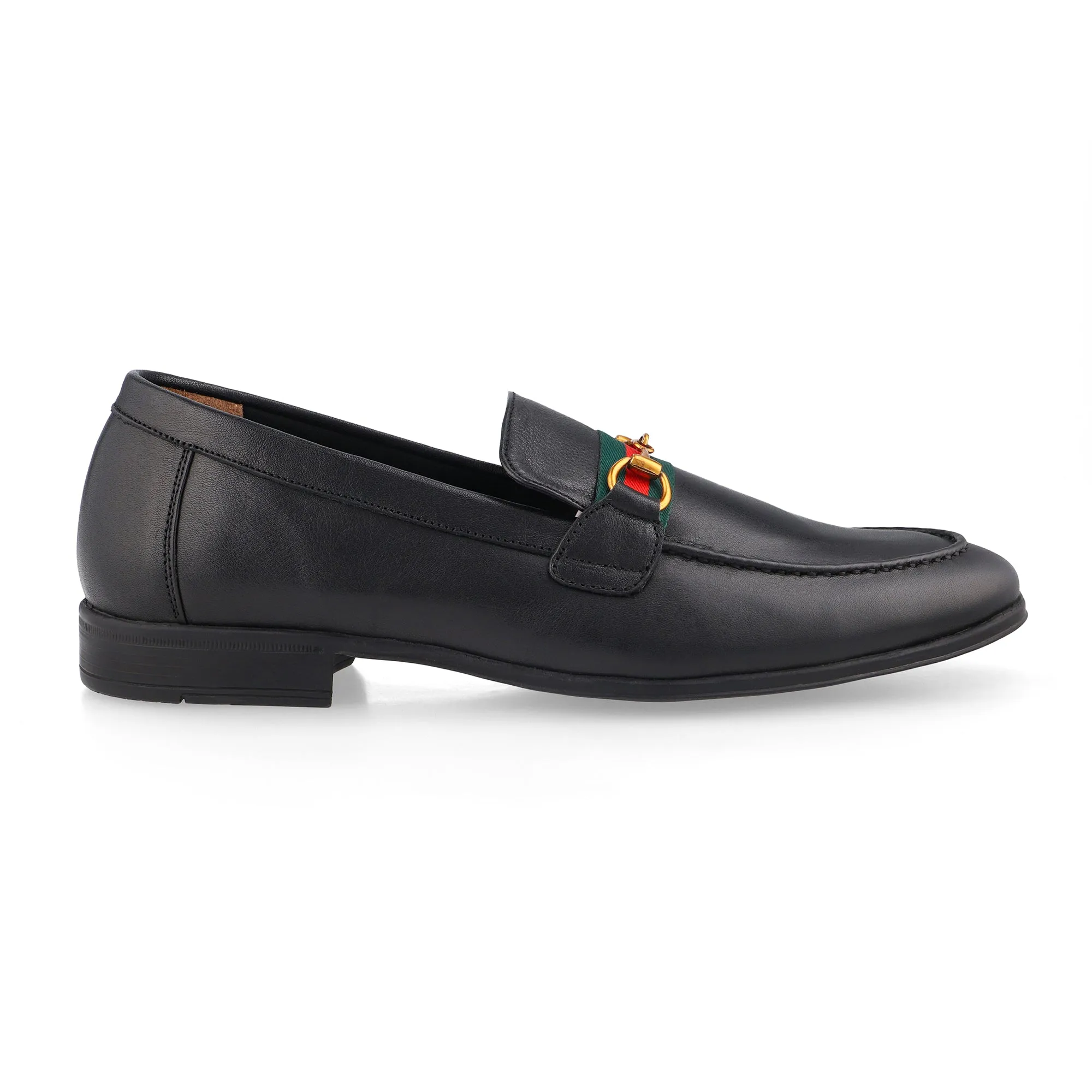 Premium black strapped loafer