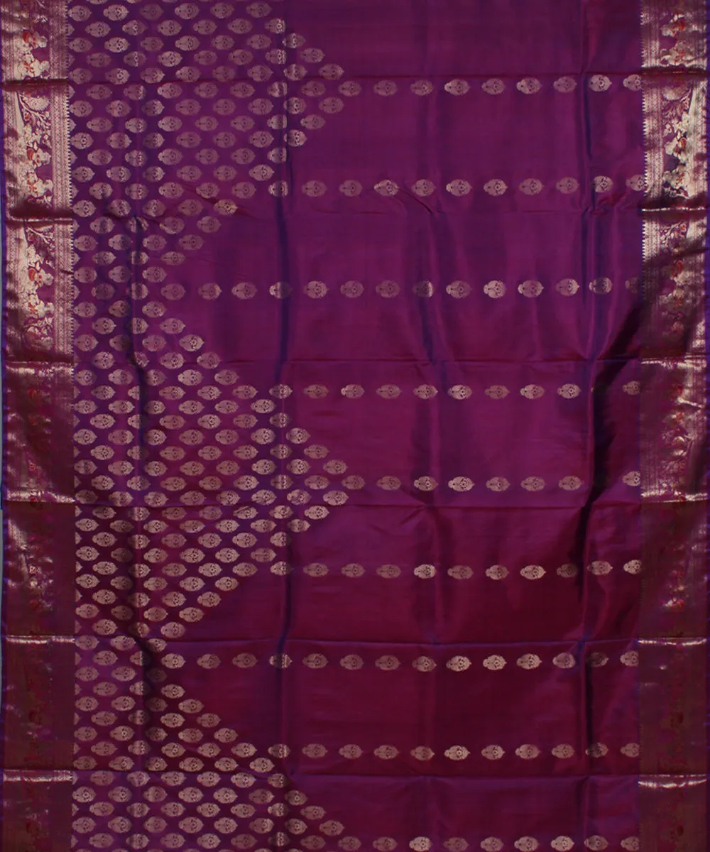 Purple handwoven swarnachari silk baluchari saree