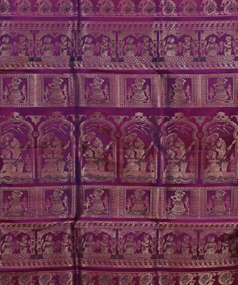 Purple handwoven swarnachari silk baluchari saree