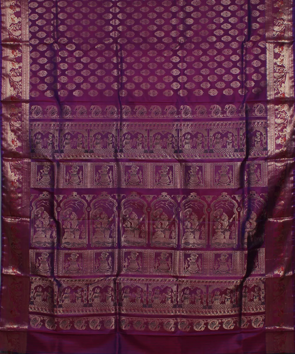 Purple handwoven swarnachari silk baluchari saree