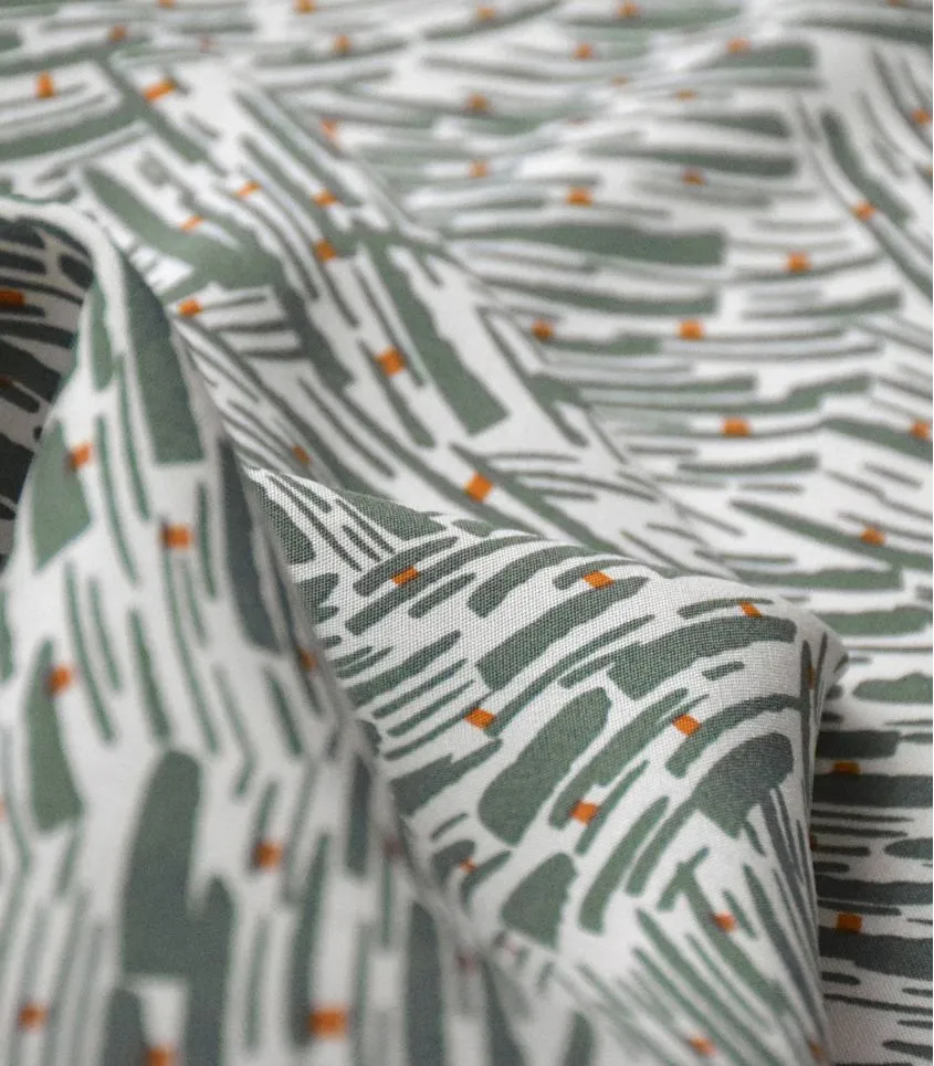 Rayon Challis Fabric From France in Yucca Leaf