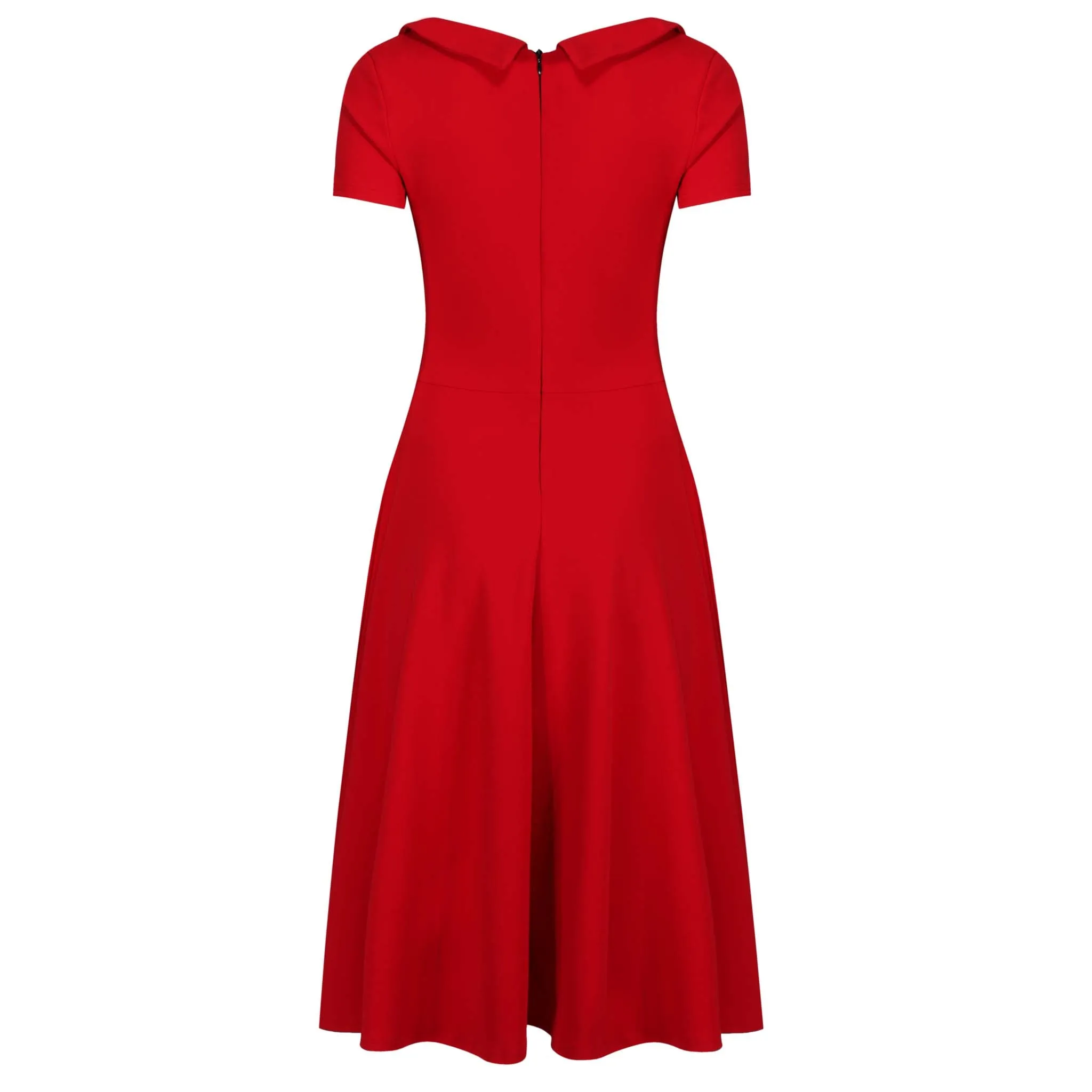 Red Neck Tie Short Sleeve Vintage Swing Dress