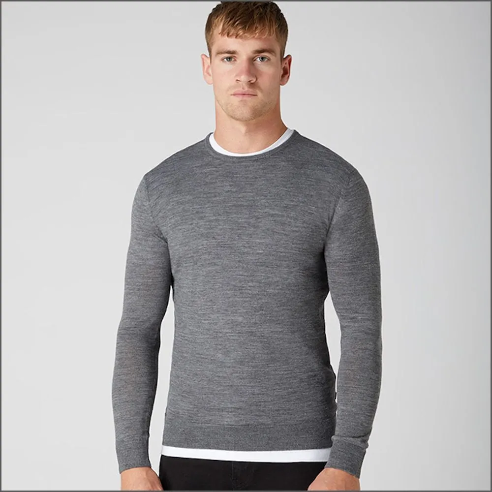 Remus Uomo Grey Slim Fit Merino Wool-Blend Sweater>>