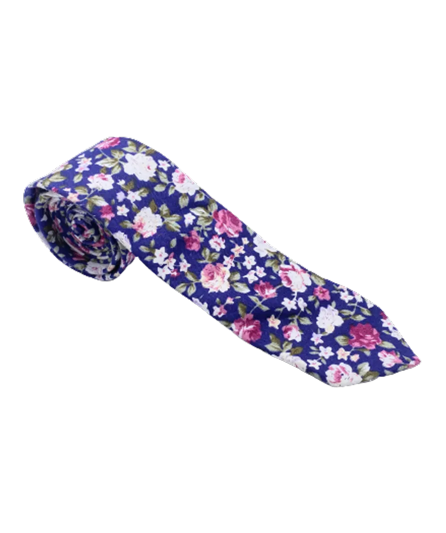 River Island Blue Floral Neck Tie One Size