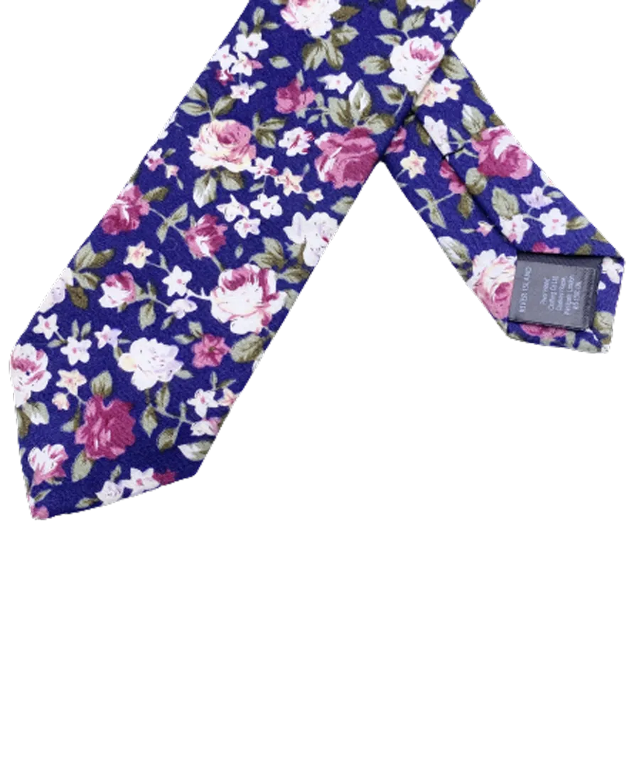 River Island Blue Floral Neck Tie One Size