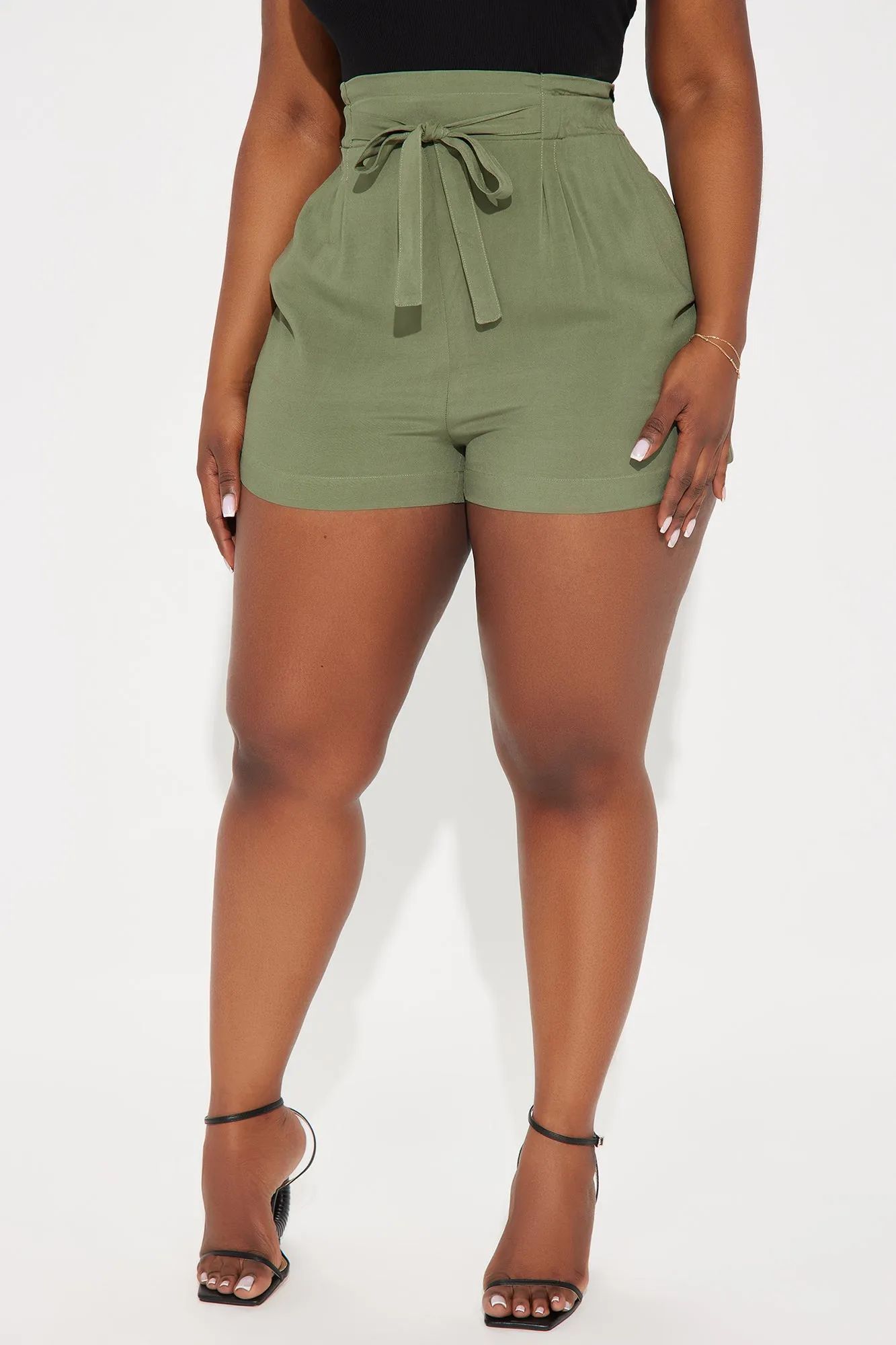 Rosie Tie Waist Shorts - Olive