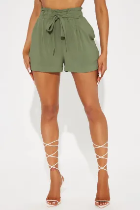 Rosie Tie Waist Shorts - Olive