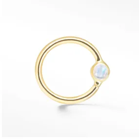 Round Bezel in Moonstone Seam Ring 14k Yellow Gold