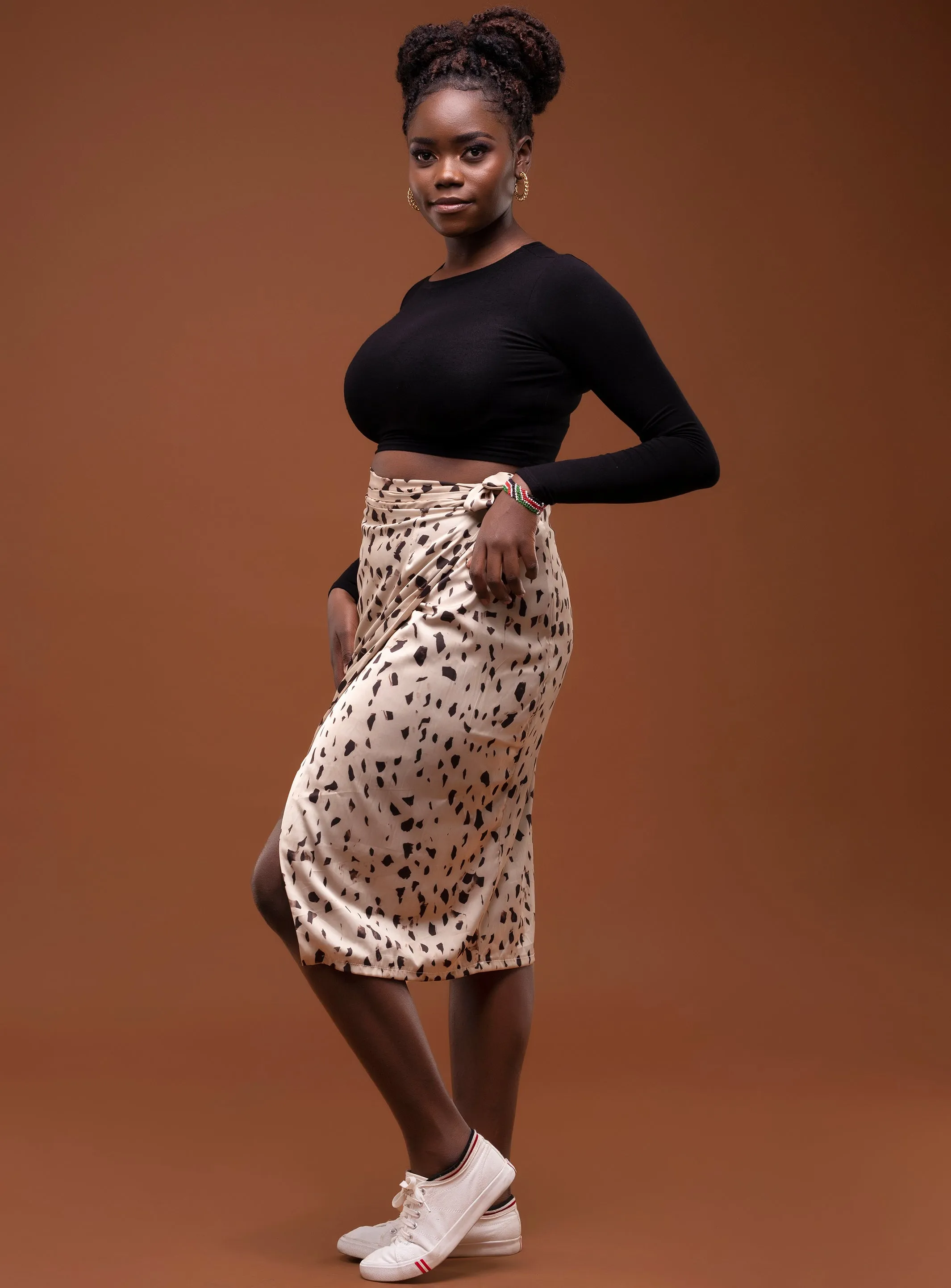 Safari Ayana Wrap Skirt - Brown Print