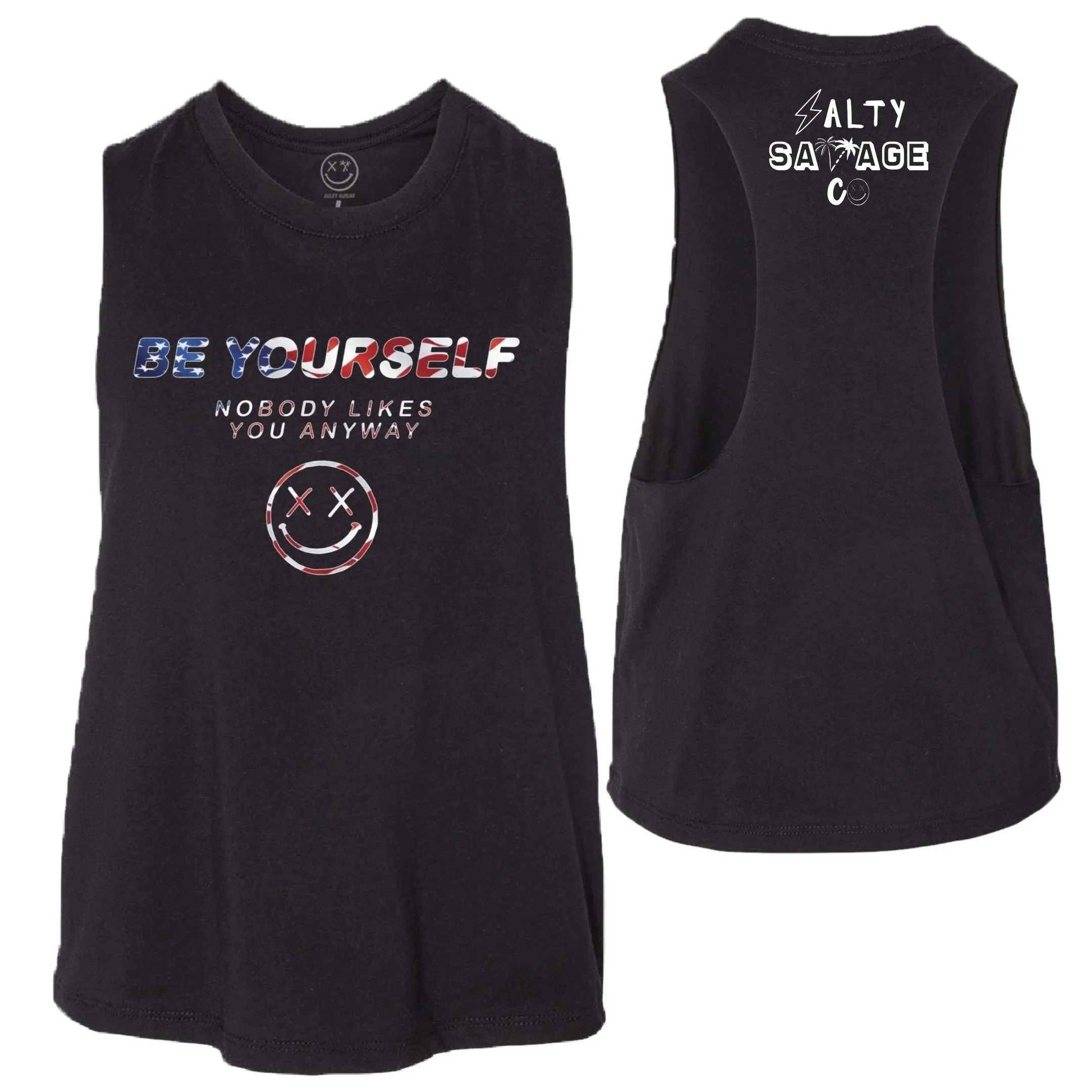 Salty Savage Ladies "BE YOURSELF" Flowy Crop Tank | USA Edition