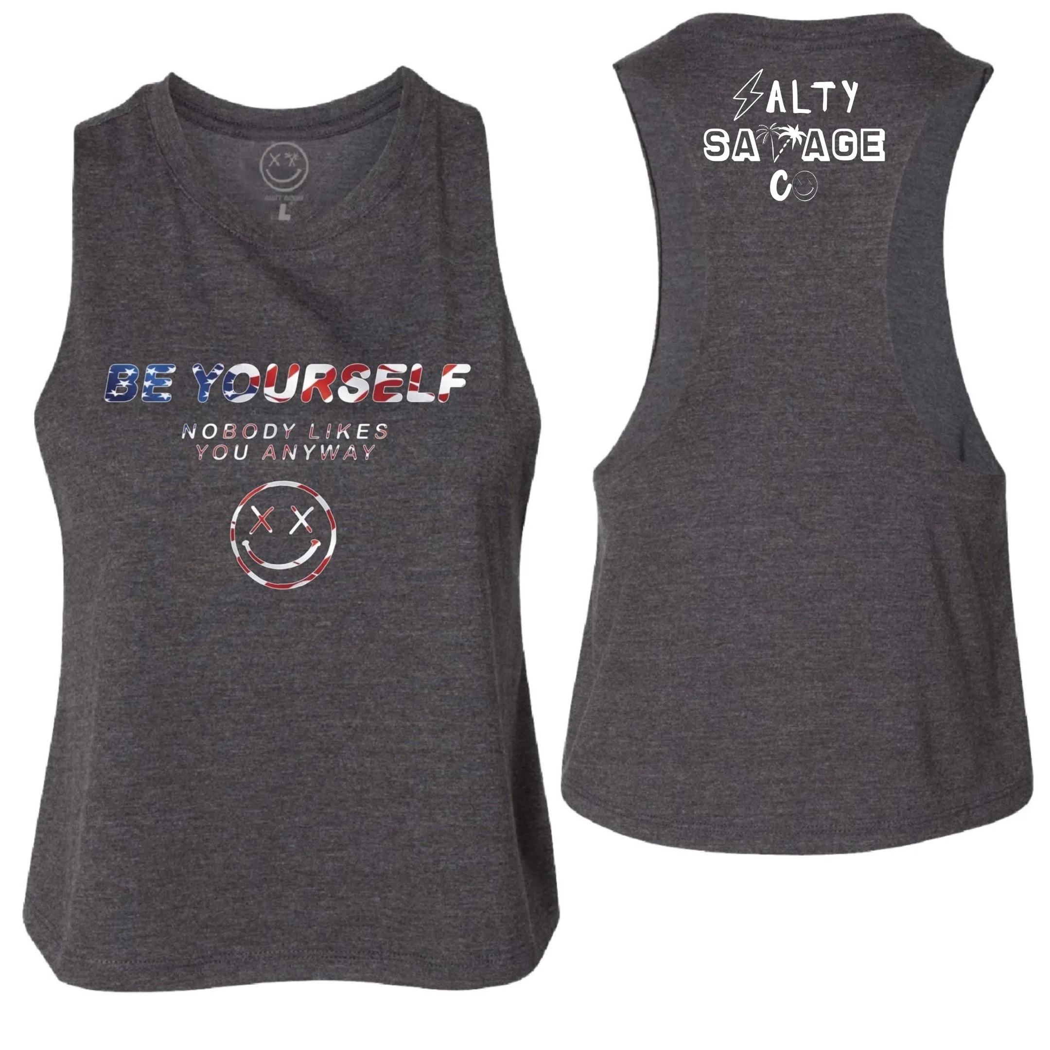 Salty Savage Ladies "BE YOURSELF" Flowy Crop Tank | USA Edition