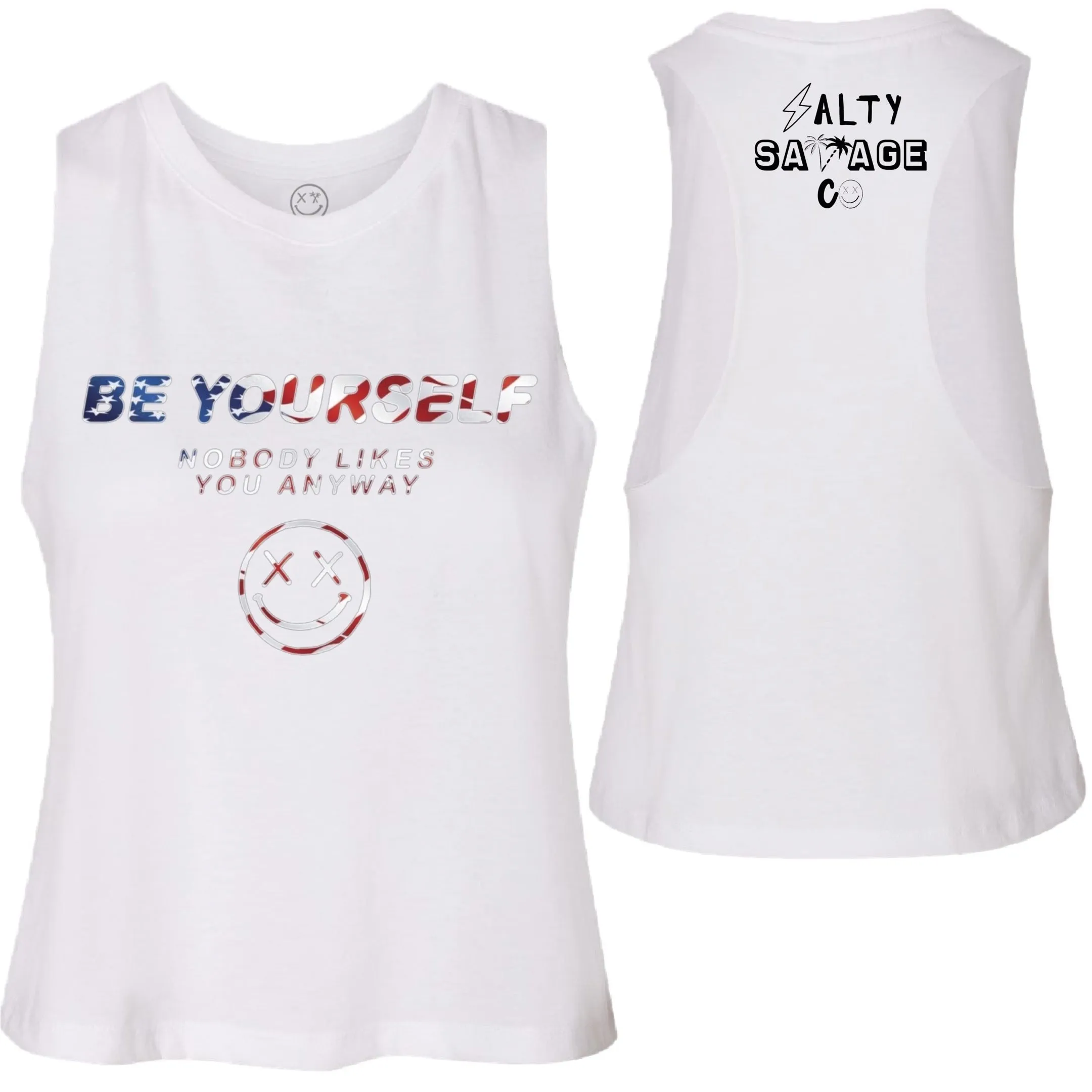 Salty Savage Ladies "BE YOURSELF" Flowy Crop Tank | USA Edition