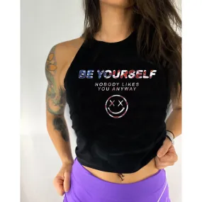 Salty Savage Ladies "BE YOURSELF" Flowy Crop Tank | USA Edition