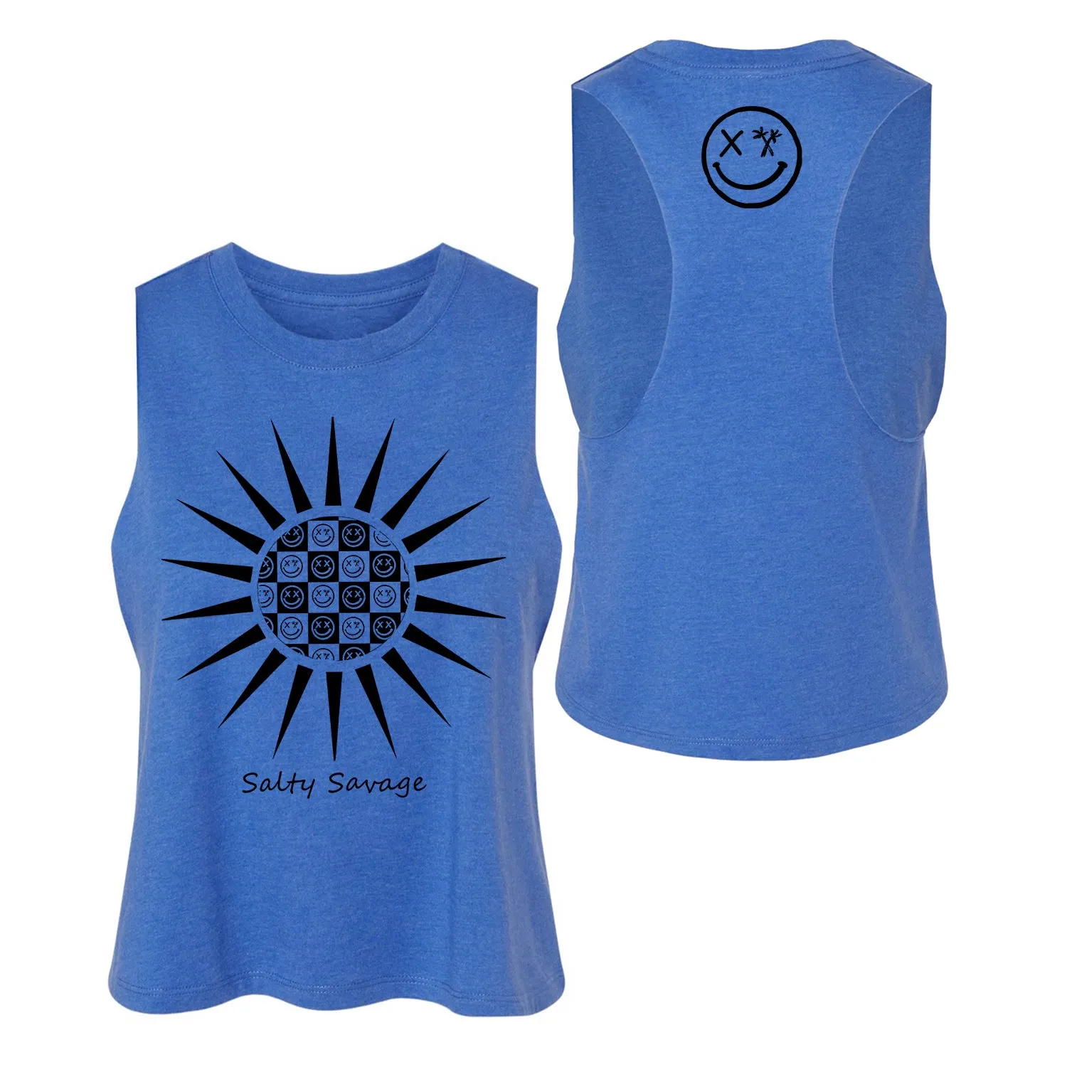 Salty Savage Ladies "Checkerboard Sun" Flowy Racerback Crop Tank