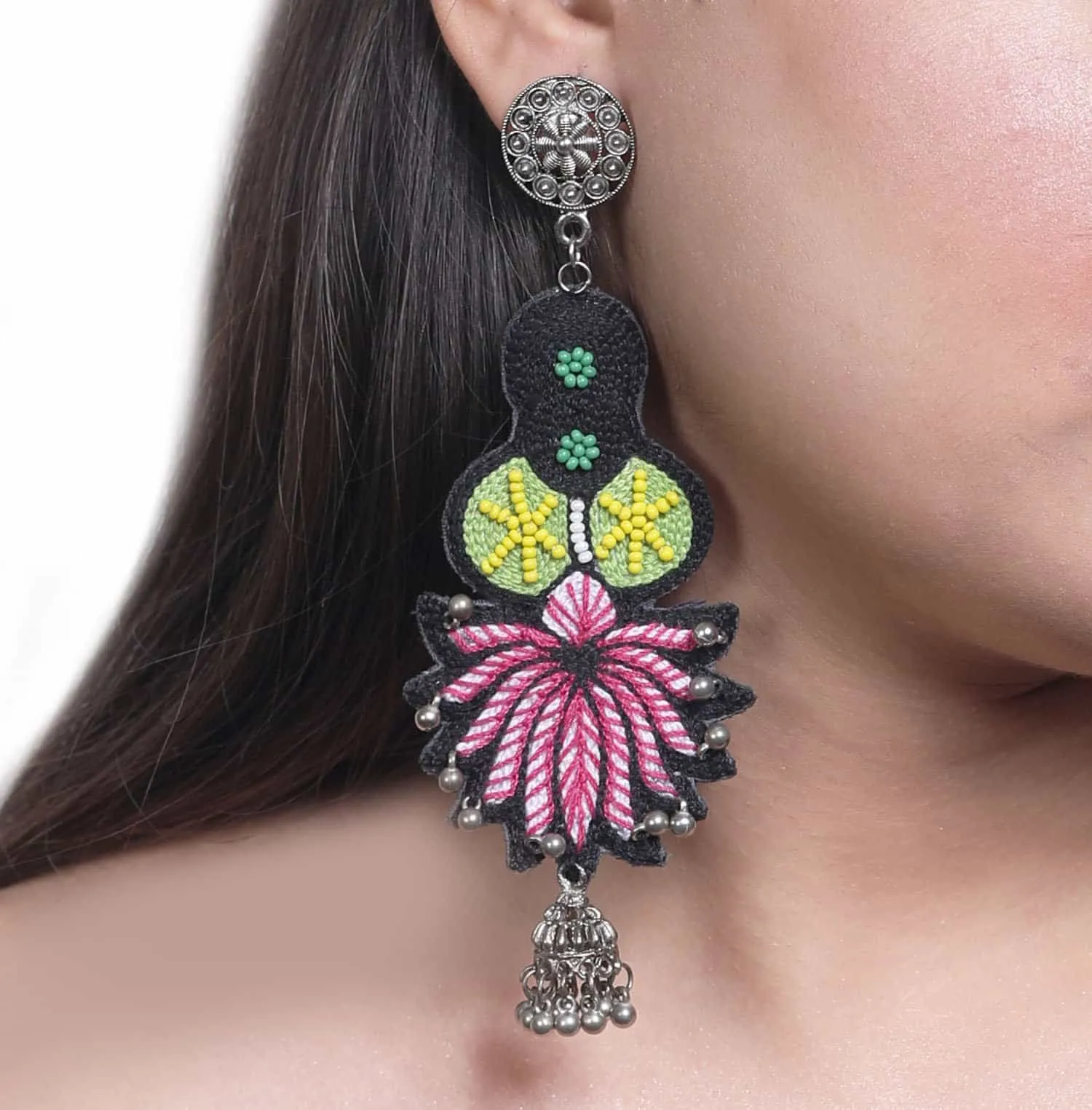 Saroj Pink Embroidered Earring