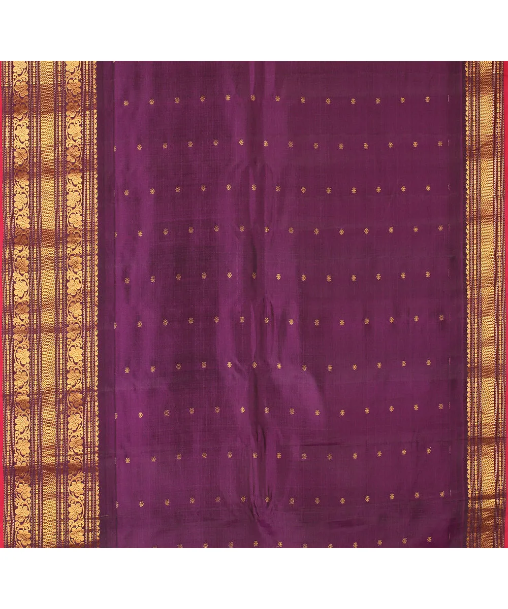 Sea blue purple handwoven gadwal silk saree