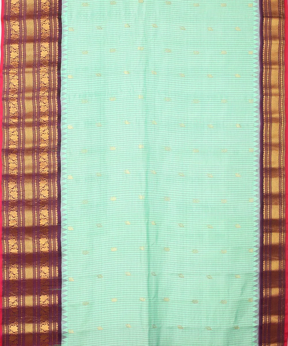 Sea blue purple handwoven gadwal silk saree