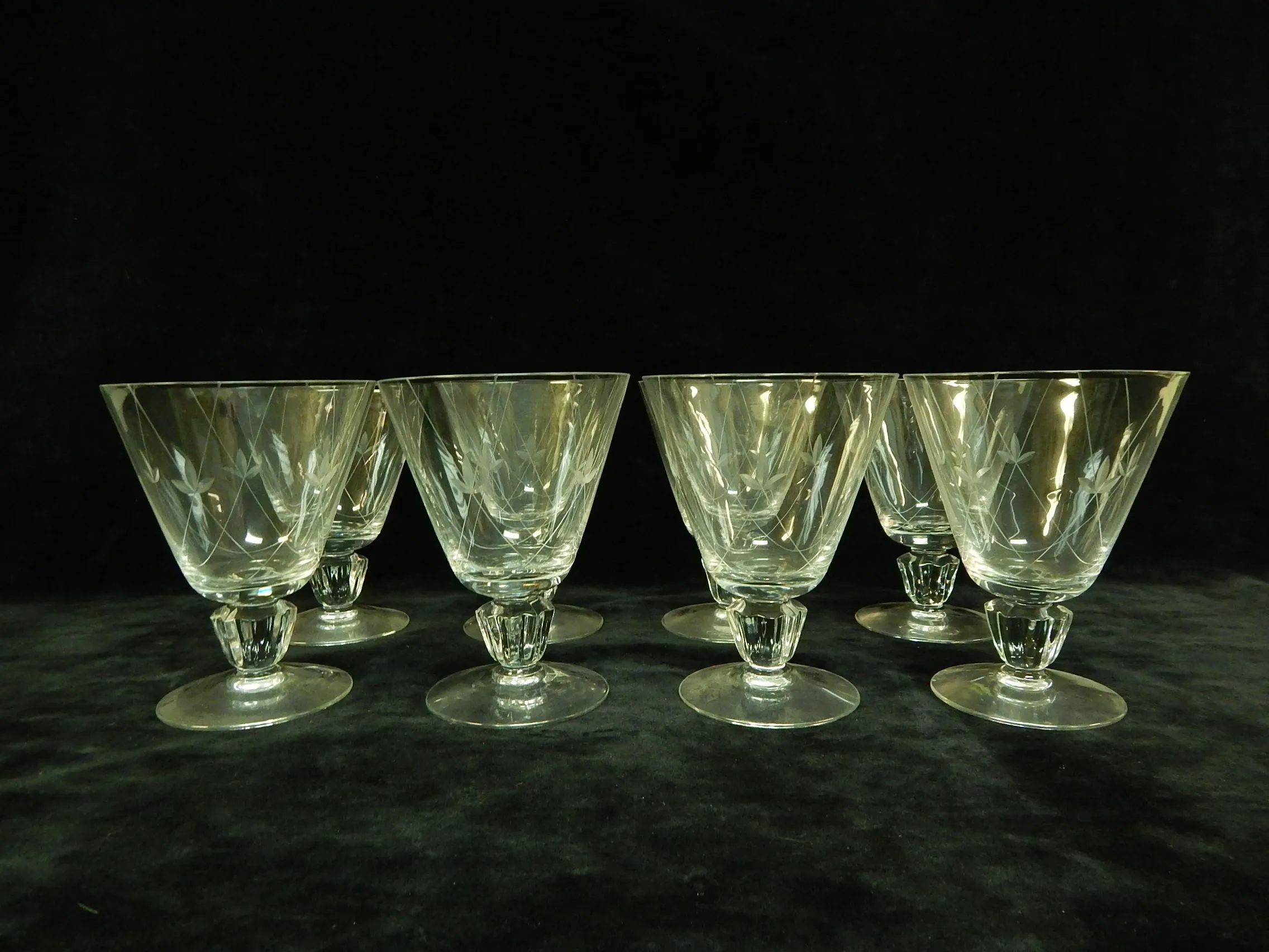 Set of 8 Fostoria "Crest" Water Goblets - Very Good Condition as Noted