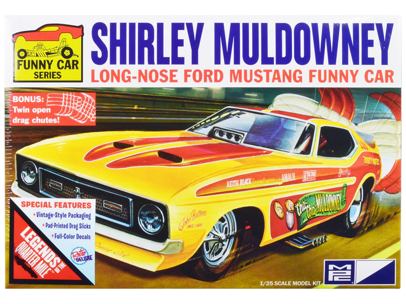 Skill 2 Model Kit Ford Mustang Long Nose Funny Car Shirley Muldowney 1/25 Scale Model by MPC