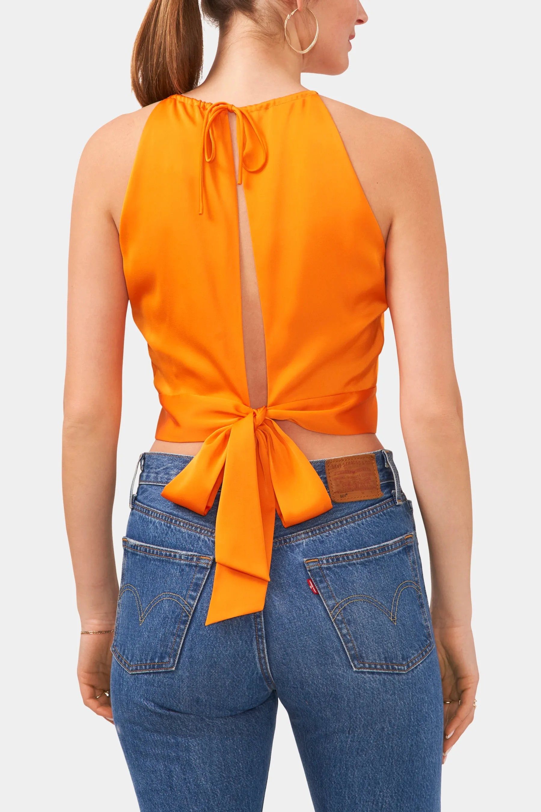 Sleeveless Back Tie Halter Top