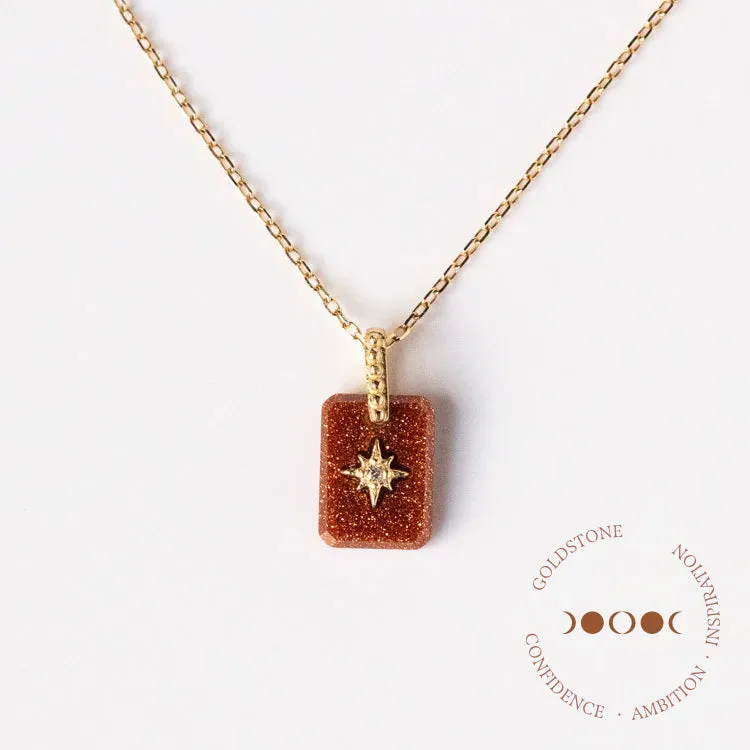 Solid Gold Crystal Pendant Necklace for Manifestation