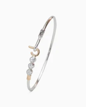 St. John Hook Bracelet with Triple Stones, 2mm - White Zircon