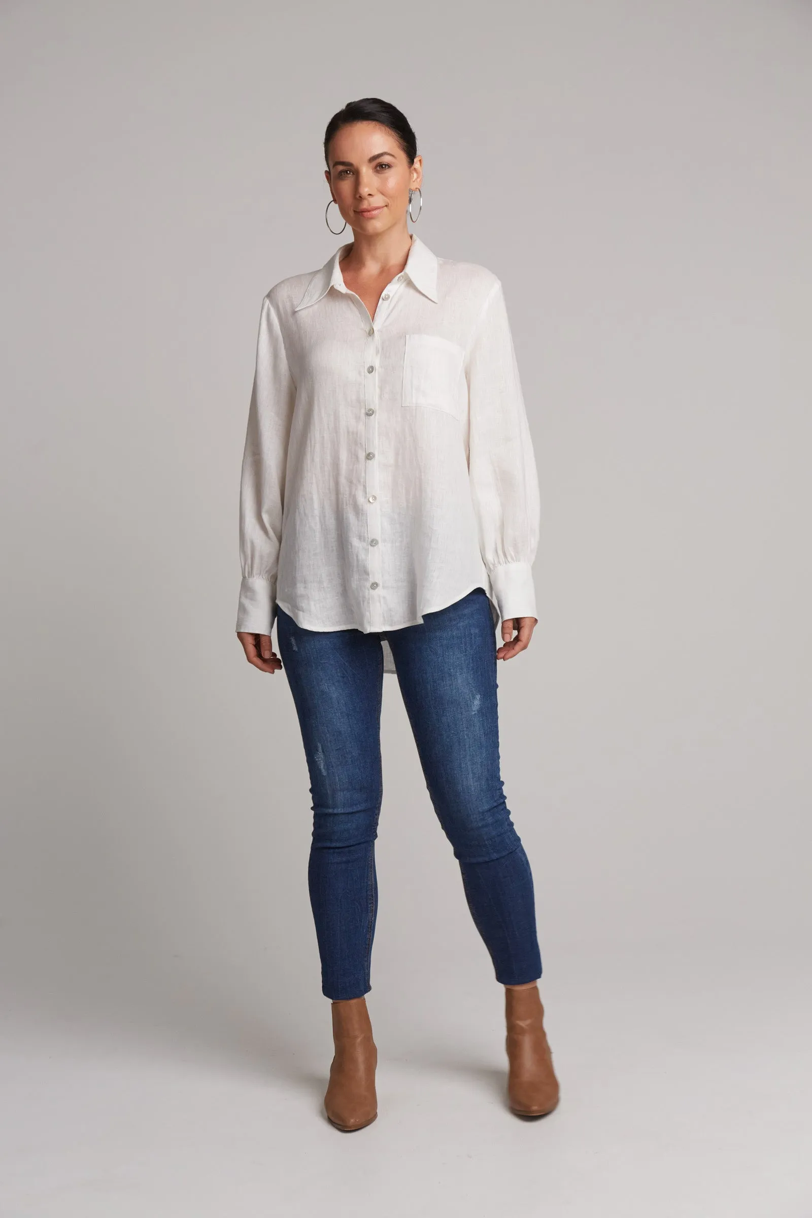 Studio Linen Shirt - White Salt