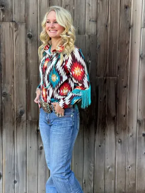 The Arlington Aztec Fringe Snap Front Western Shirt