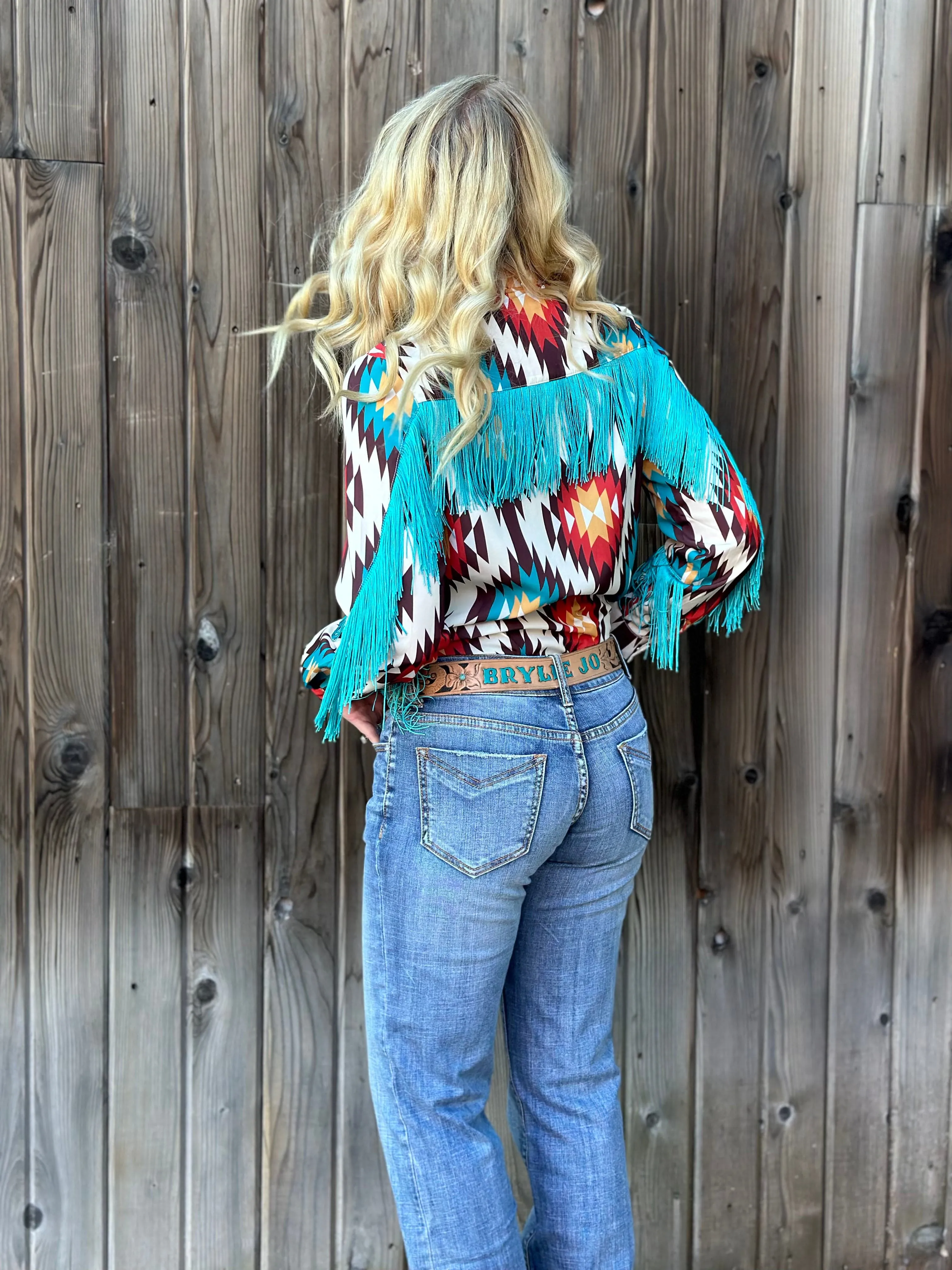 The Arlington Aztec Fringe Snap Front Western Shirt