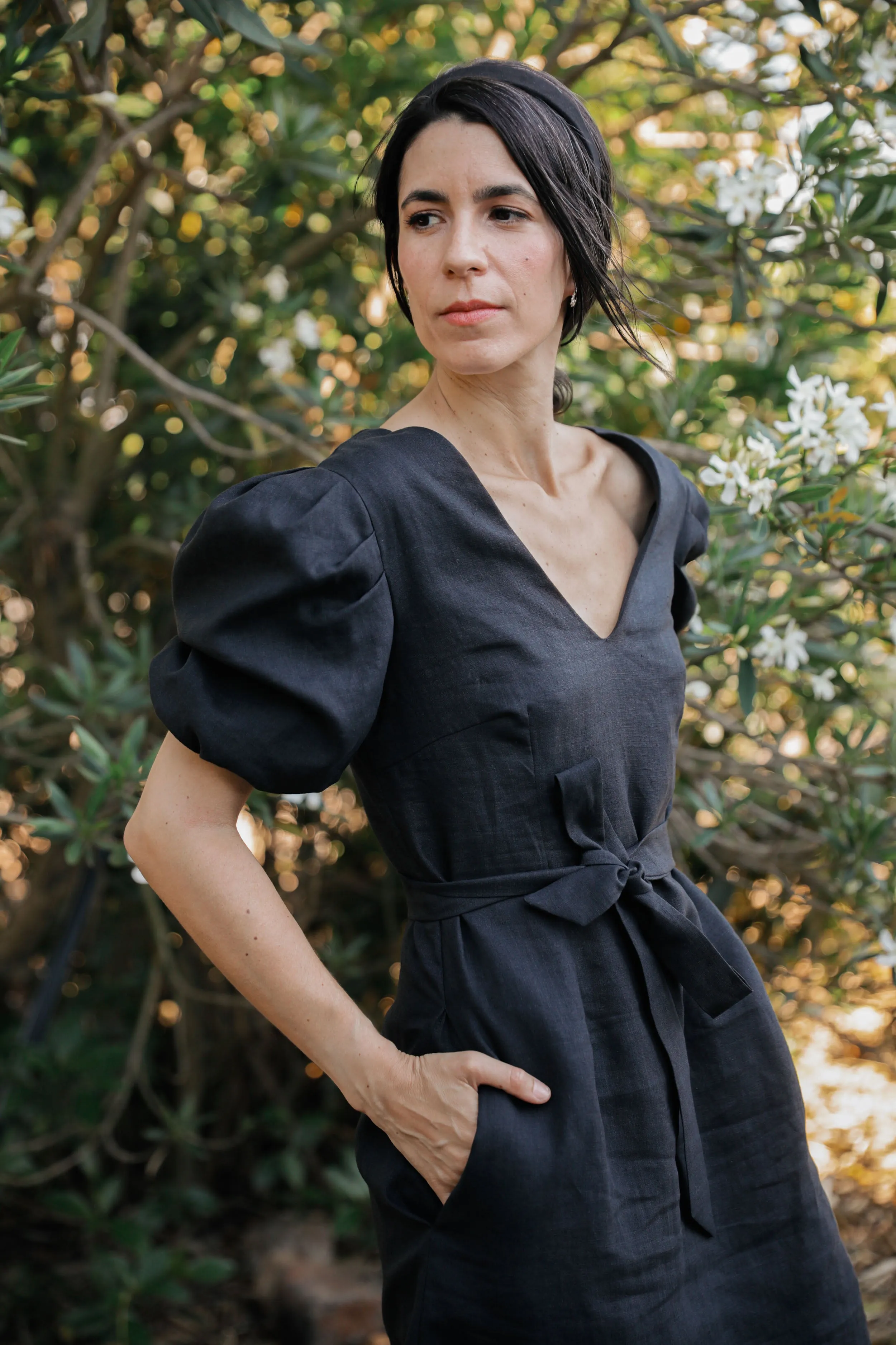 the Midday dress in Black Linen