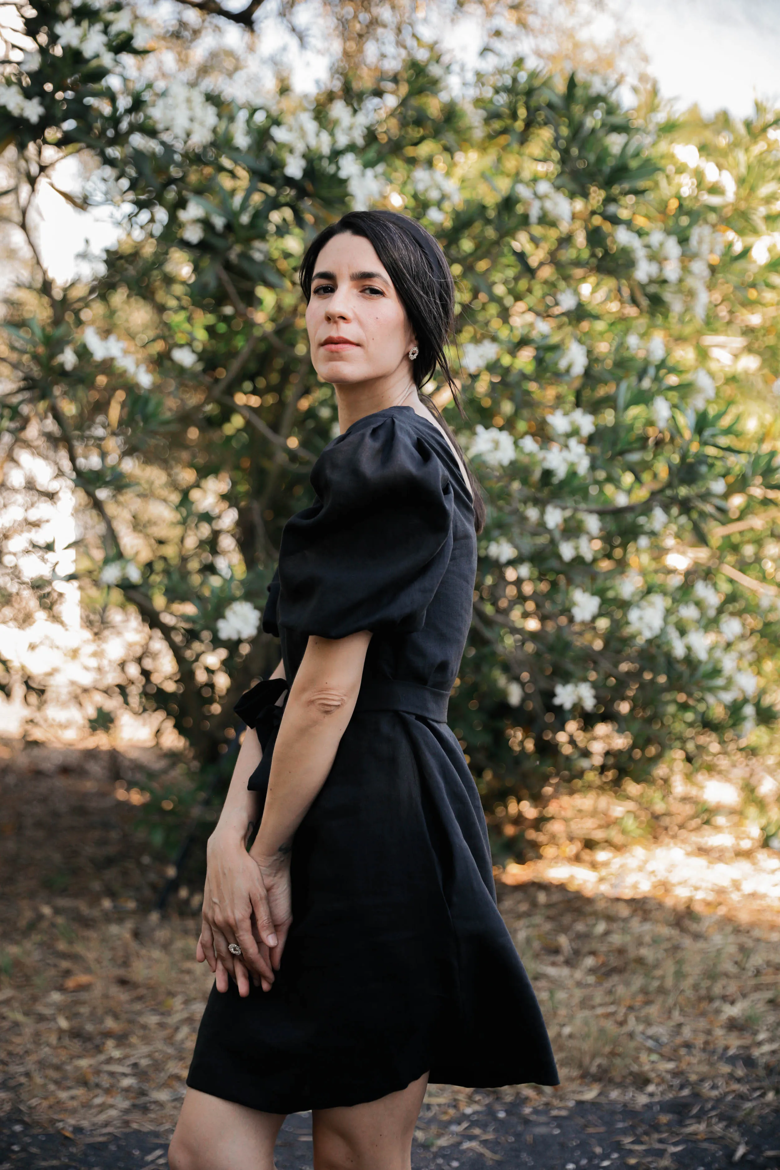 the Midday dress in Black Linen