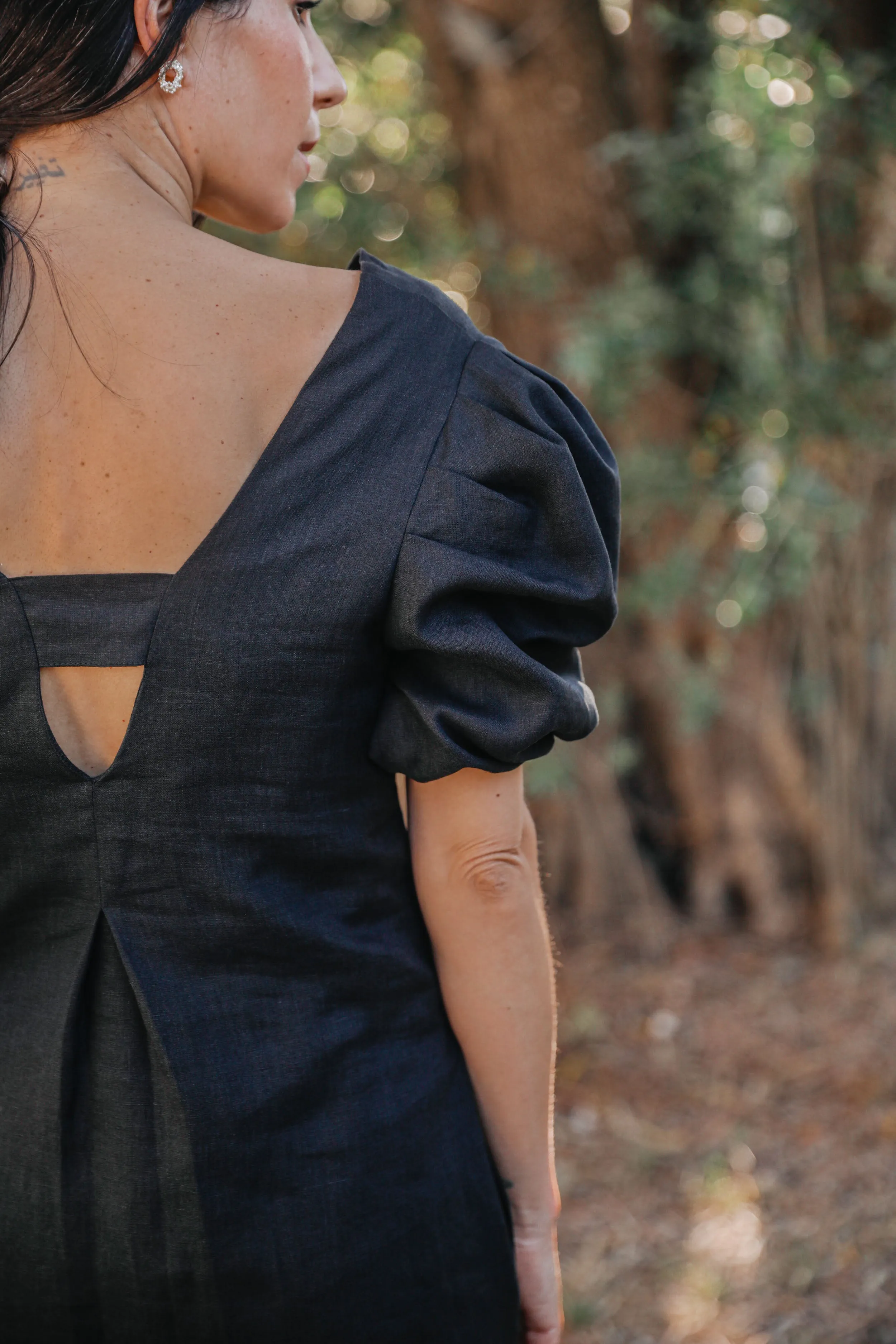 the Midday dress in Black Linen