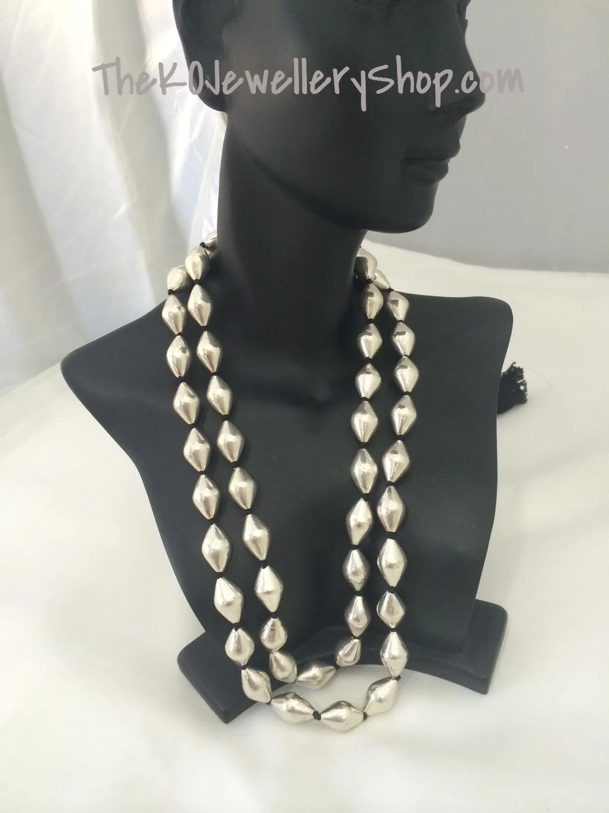 The Silver Beads Necklace (two-strands)