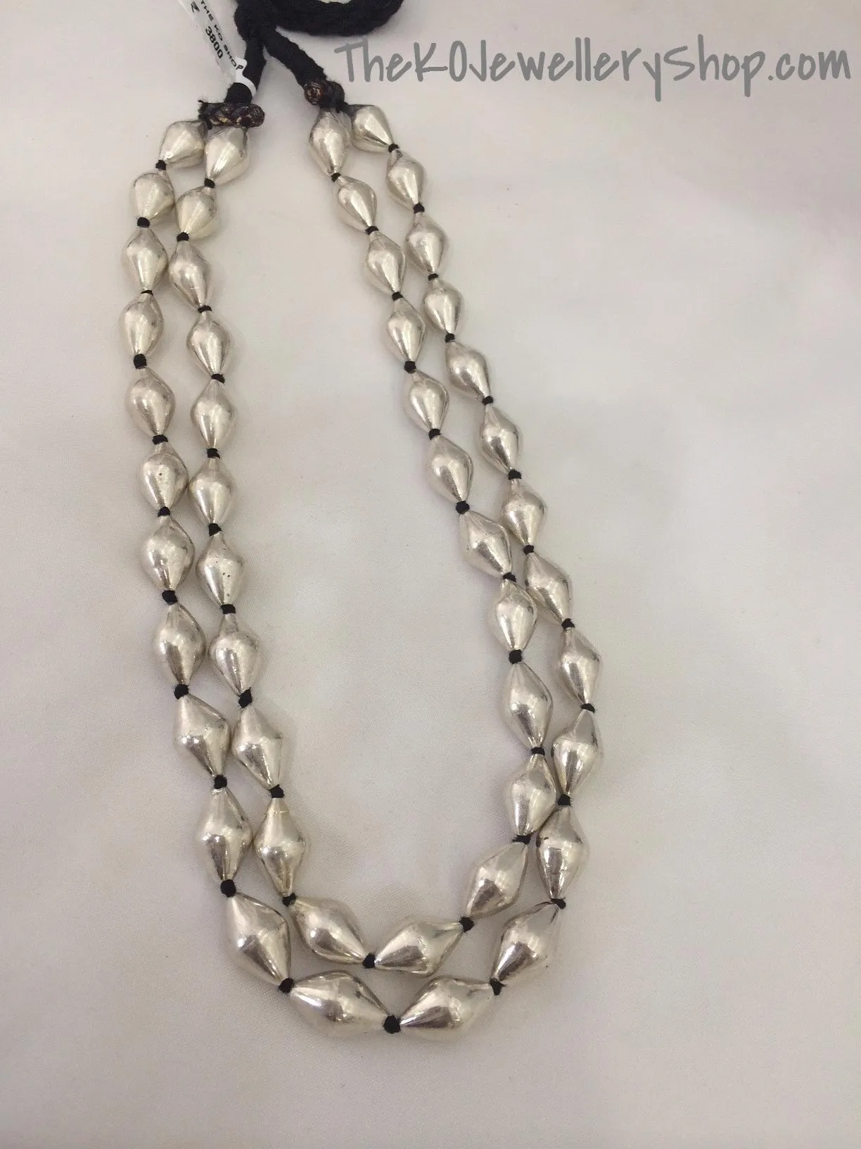 The Silver Beads Necklace (two-strands)