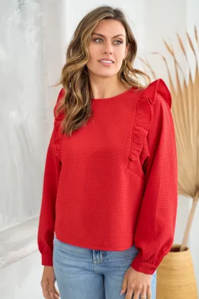 Tried & True Red Ruffle Top