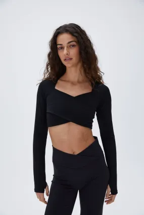 Ultimate Long Sleeve Wrap Top - Black