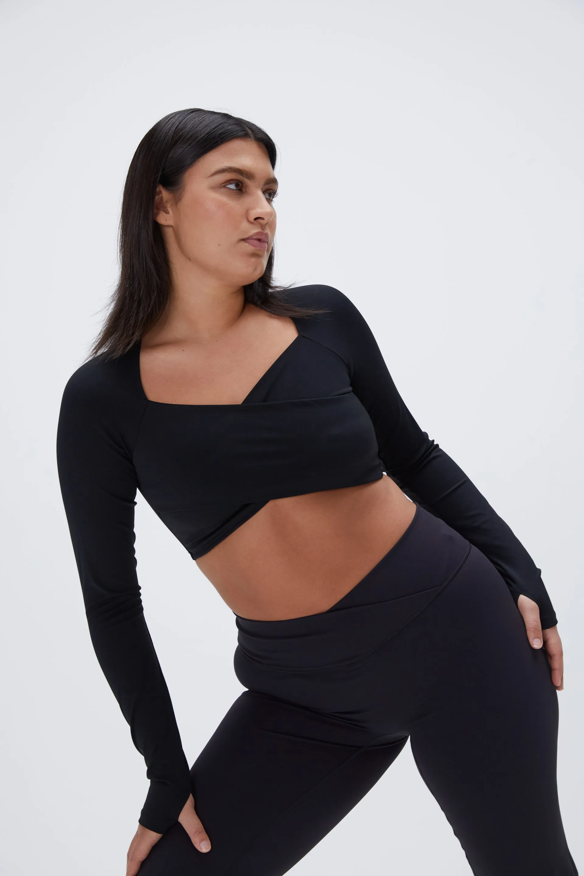 Ultimate Long Sleeve Wrap Top - Black