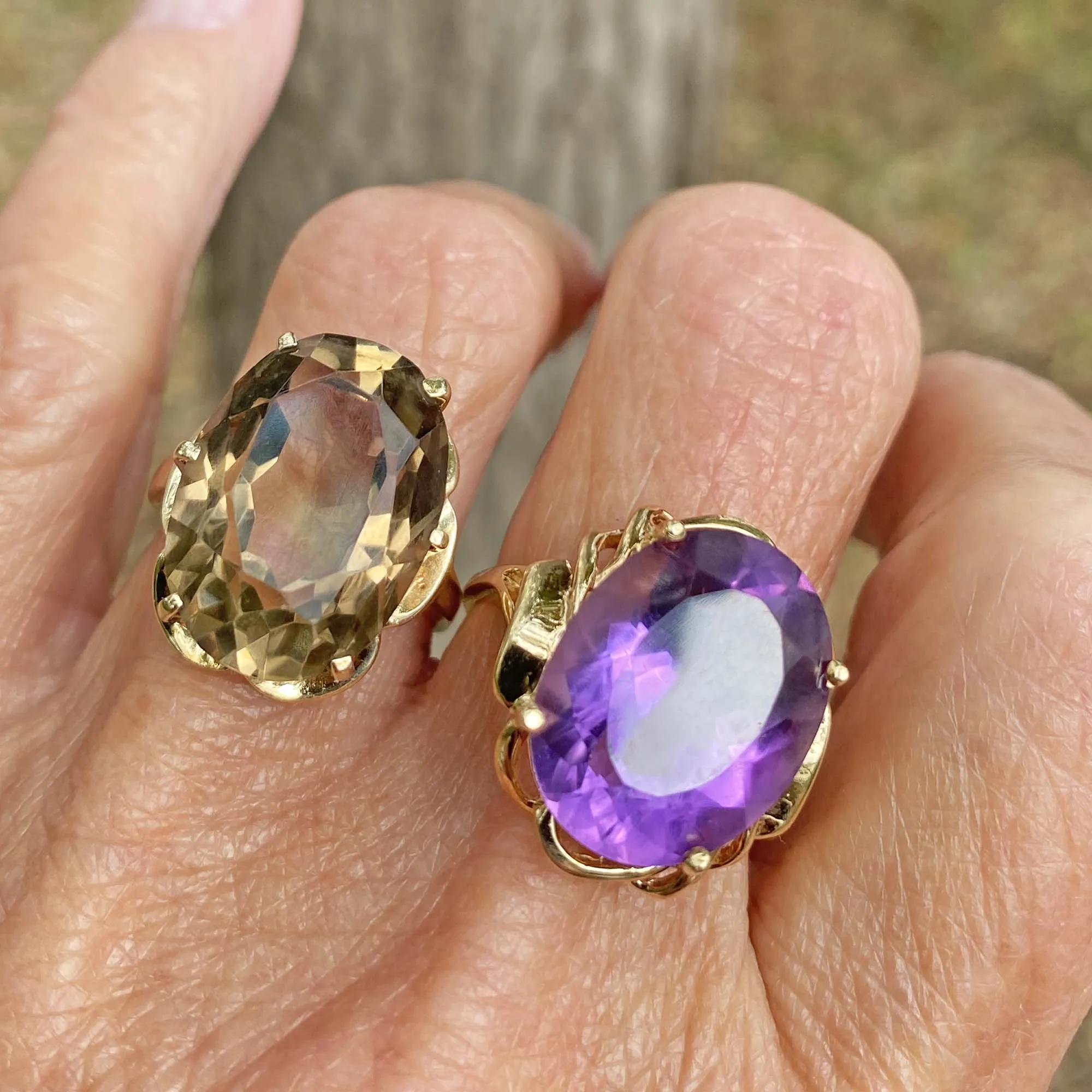 Vintage 14K Gold 9 CTW Amethyst Cocktail Ring