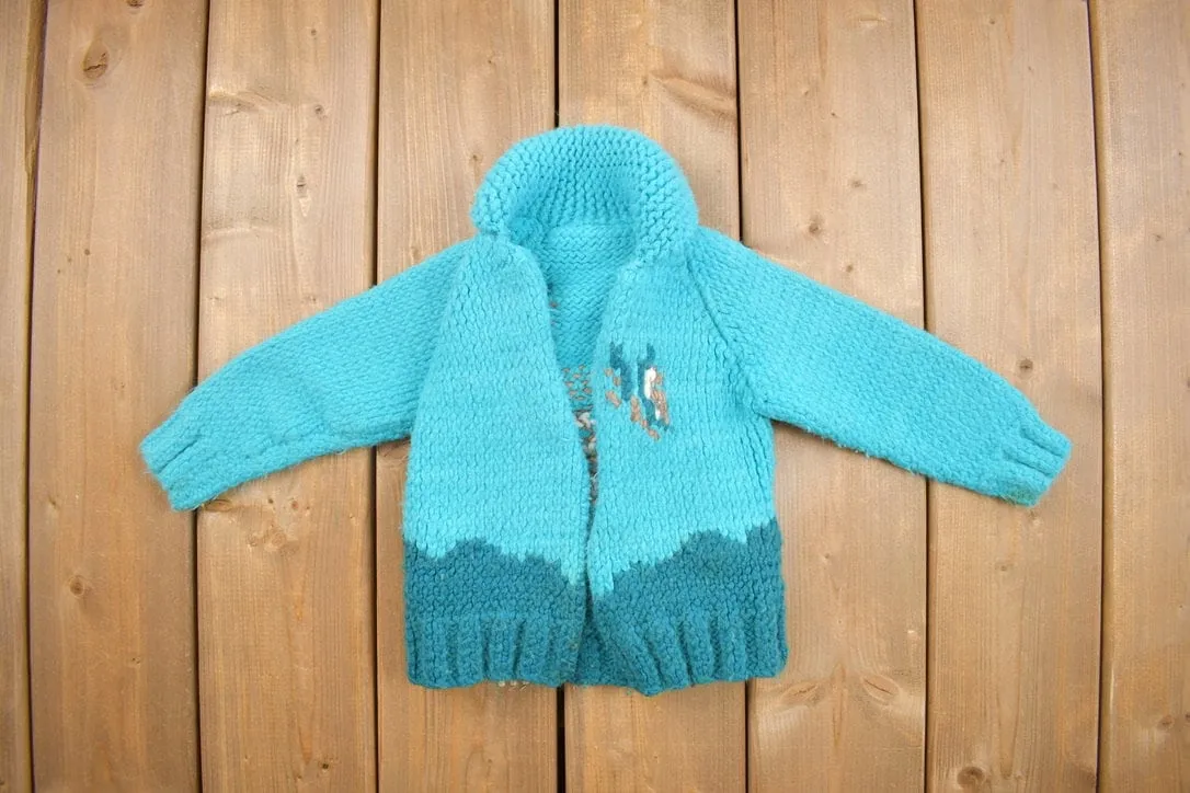 Vintage 1960s Toddler Hand-Knit Deer Fawn Cowichan Sweater / Wool / True Vintage / Outdoorsman / Heavy Weight / Cute / Baby