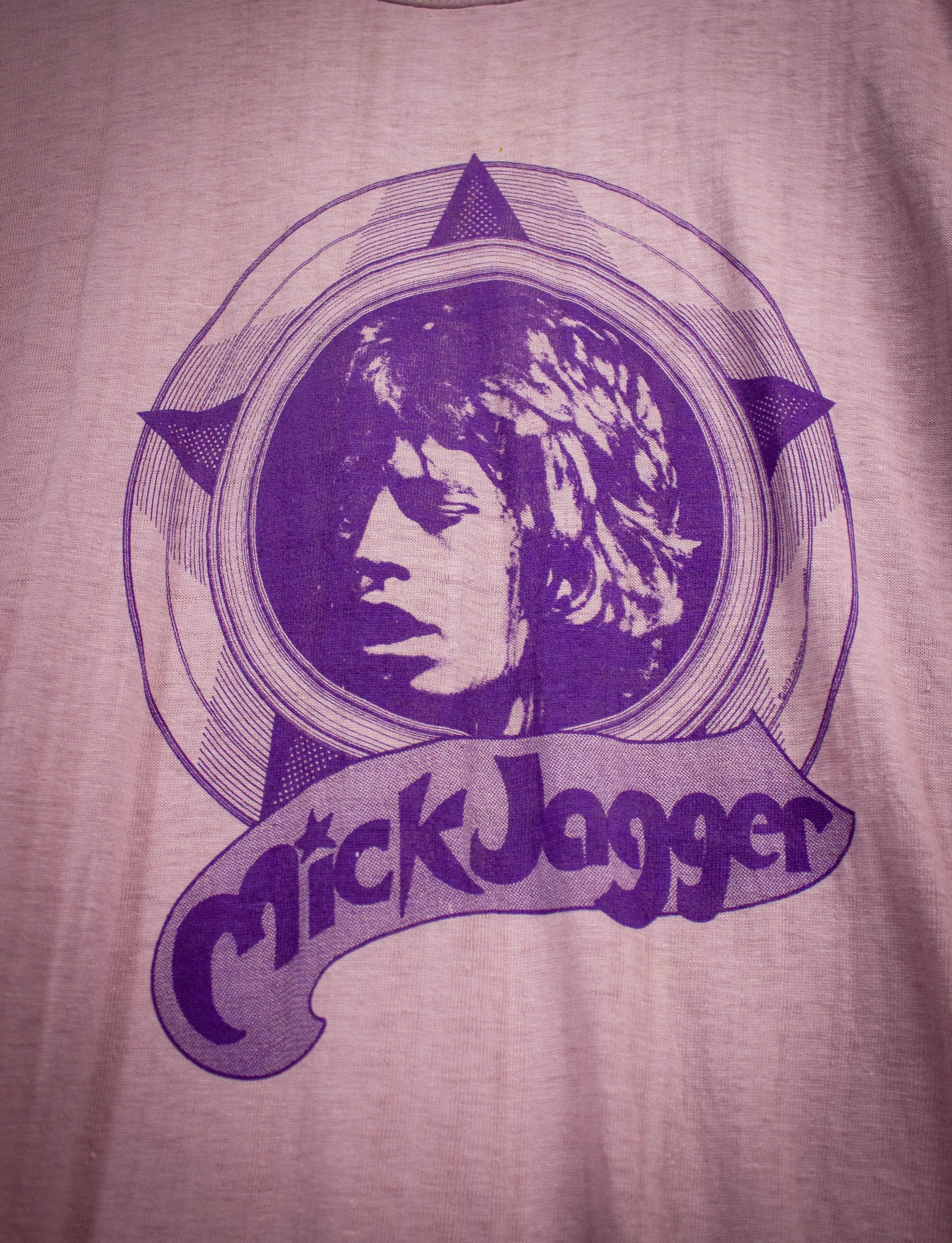 Vintage Mick Jagger Parking Lot Bootleg Concert T Shirt 70s Pink Medium