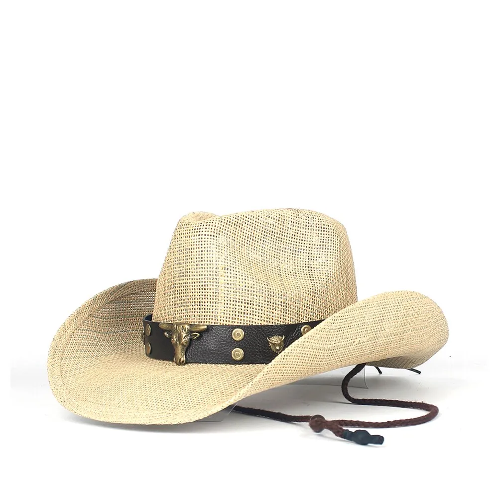 Western Cowboy Hat100% Straw Men Women Cowgirl Summer Hats For Lady Sun Hat Sombrero Hombre Beach Cowgirl Jazz