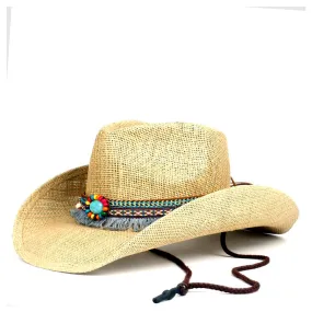 Western Cowboy Hat100% Straw Men Women Cowgirl Summer Hats For Lady Sun Hat Sombrero Hombre Beach Cowgirl Jazz