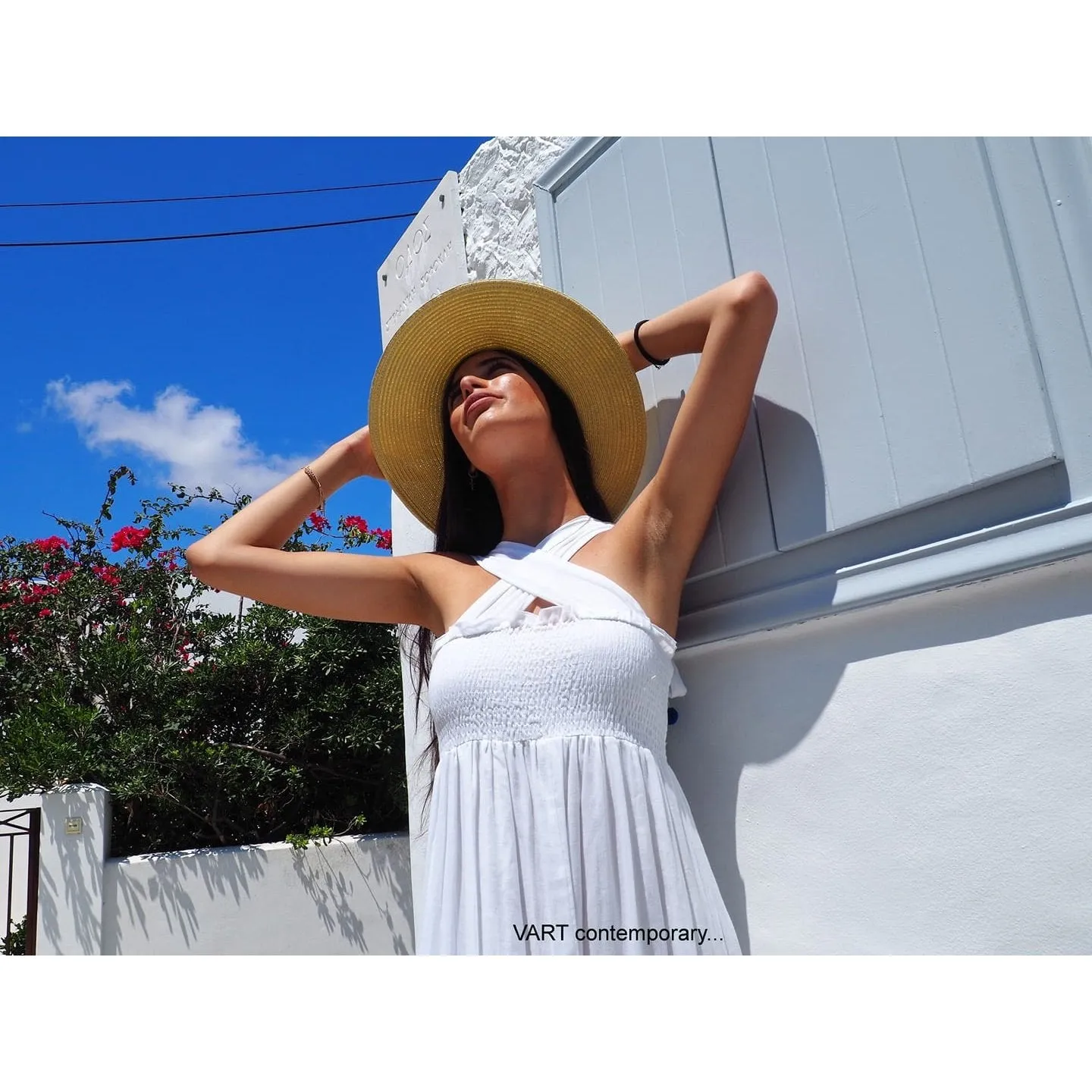 White Shirred Bodice Maxi Dress