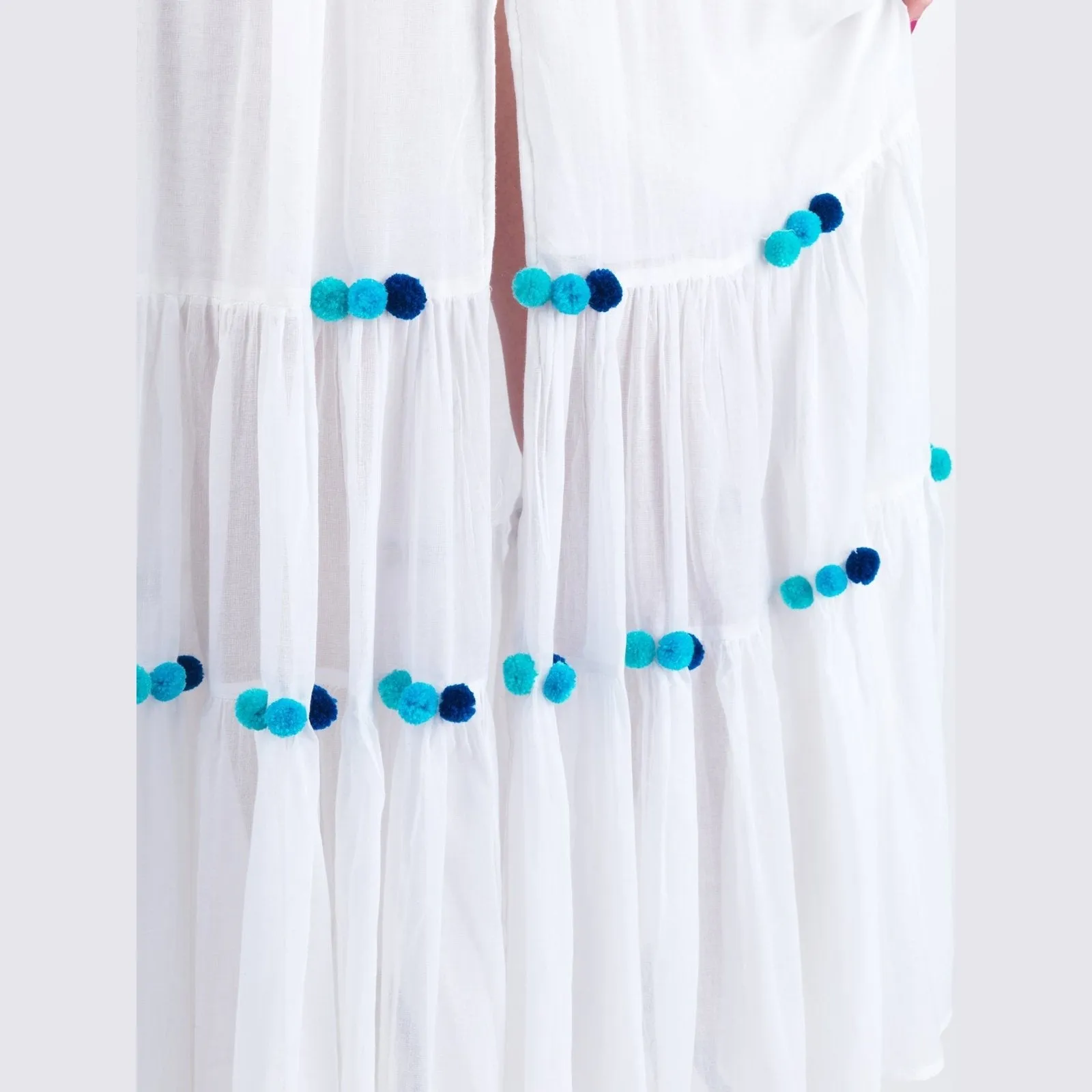 White Shirred Bodice Maxi Dress